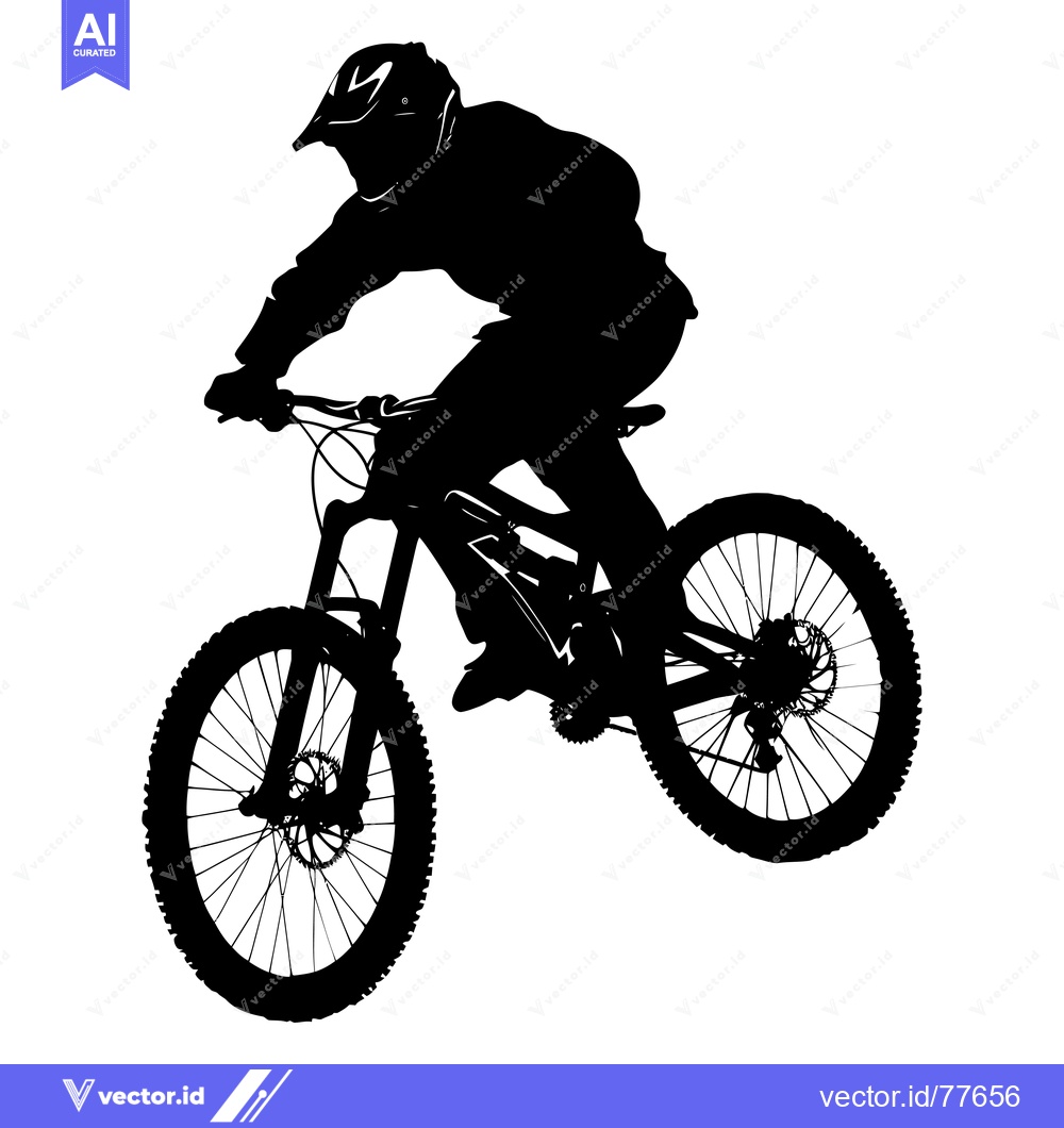 Premium Vector of Silhouette of a Mountain Biker in Mid-Air