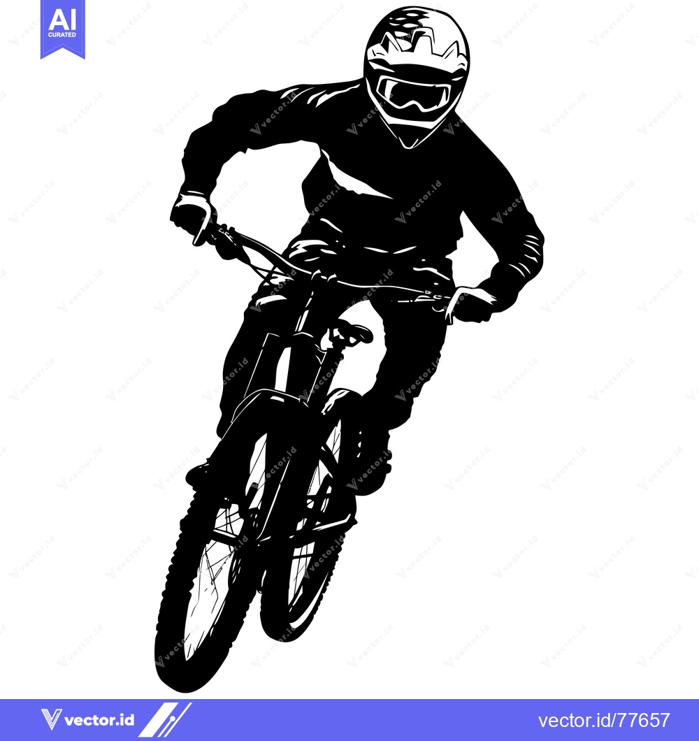 Premium Vector of Silhouette of a Mountain Biker in Action