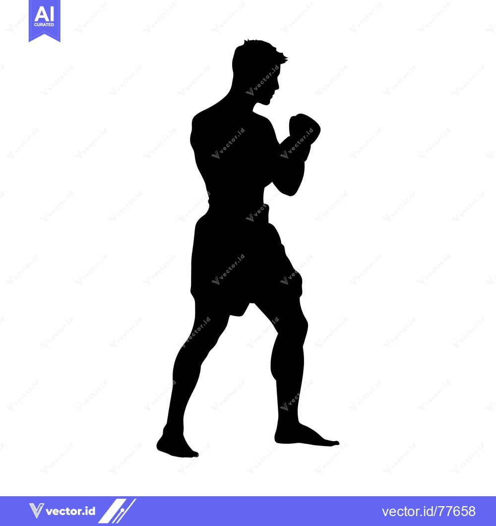 Premium Vector dari Silhouette of a Male Boxer in a Fighting Stance