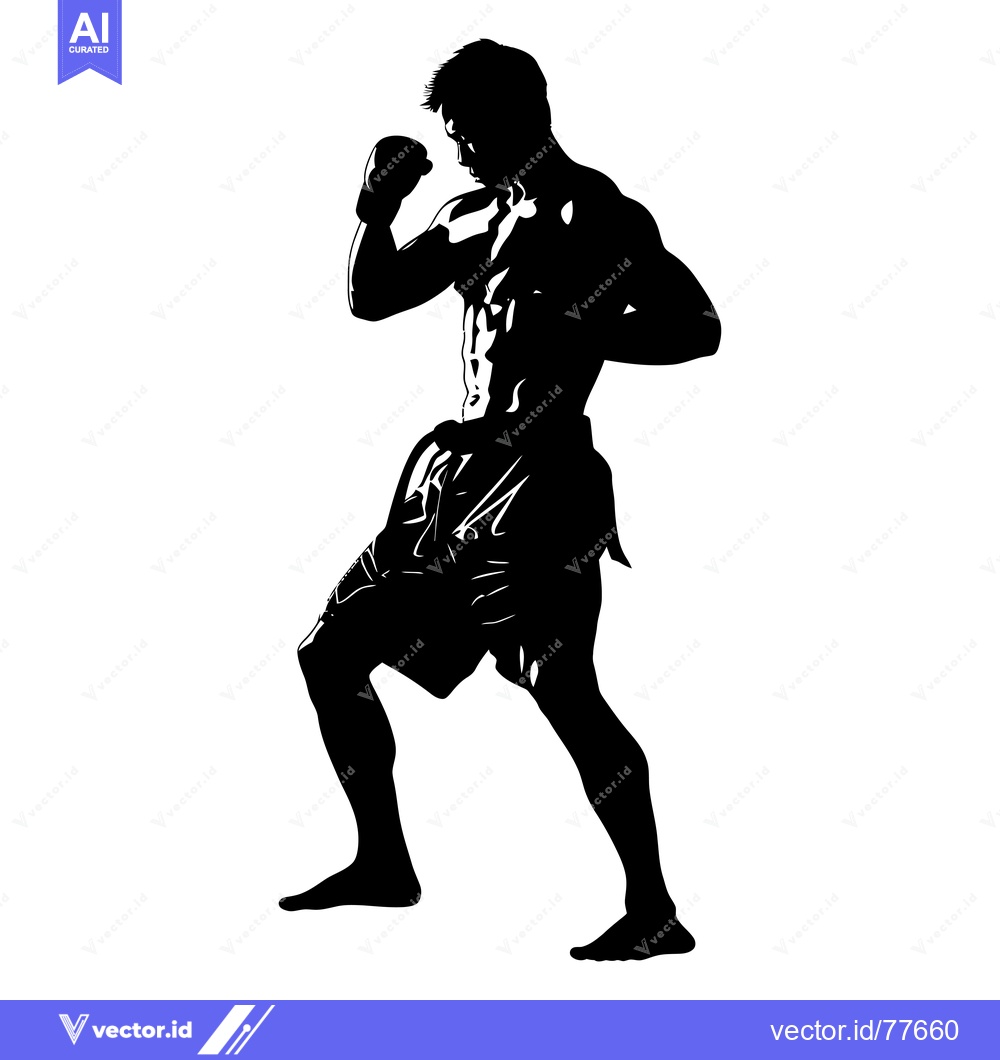 Premium Vector of Silhouette of a Male Fighter in a Boxing Stance