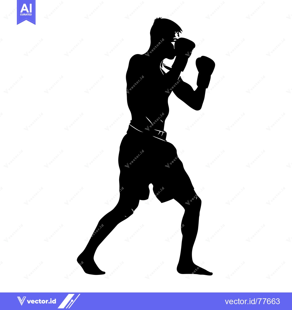 Premium Vector of Silhouette of a Boxer in a Fighting Stance