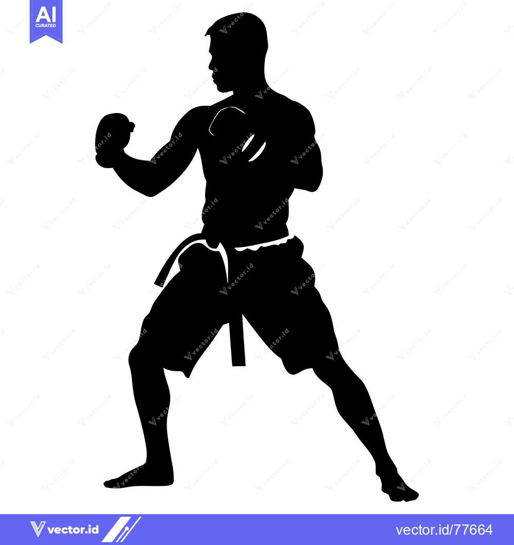 Premium Vector dari Silhouette of a Male Martial Artist in Fighting Stance