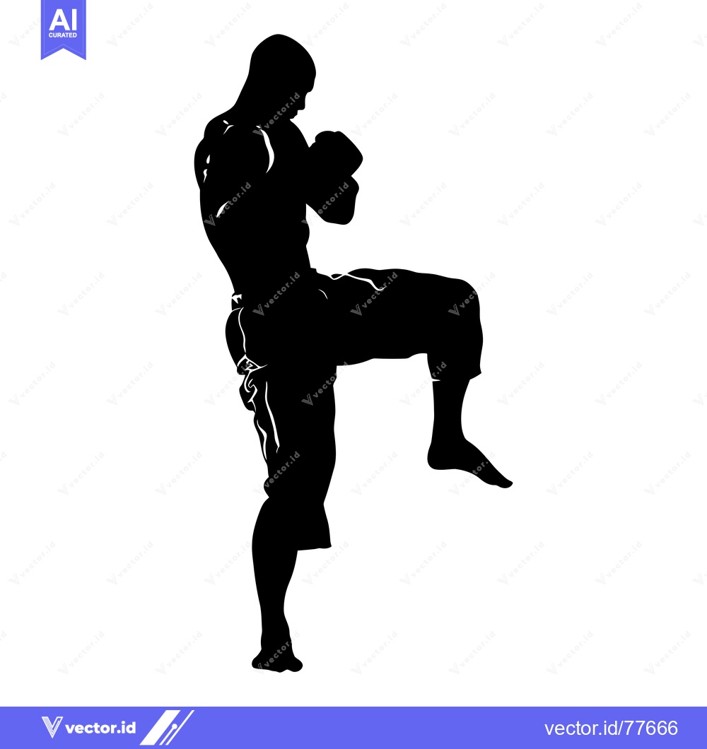 Premium Vector dari Silhouette of a Male Martial Artist Executing a Powerful Kick