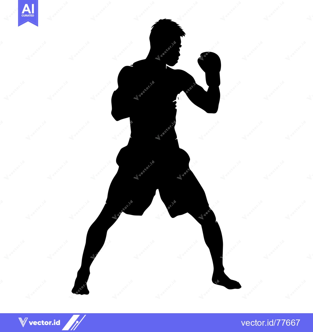Premium Vector dari Silhouette of a Boxer in a Fighting Stance