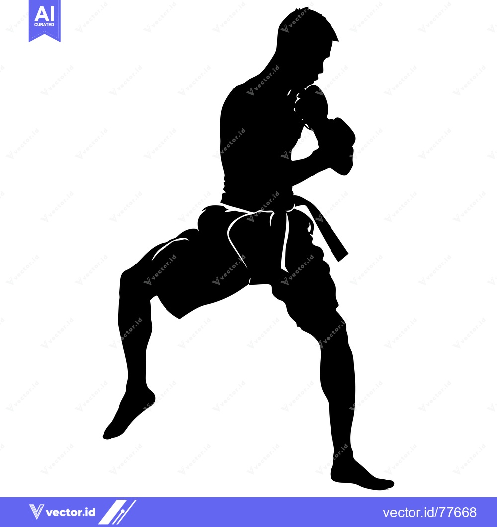 Premium Vector dari Silhouette of a Male Boxer in a Fighting Stance