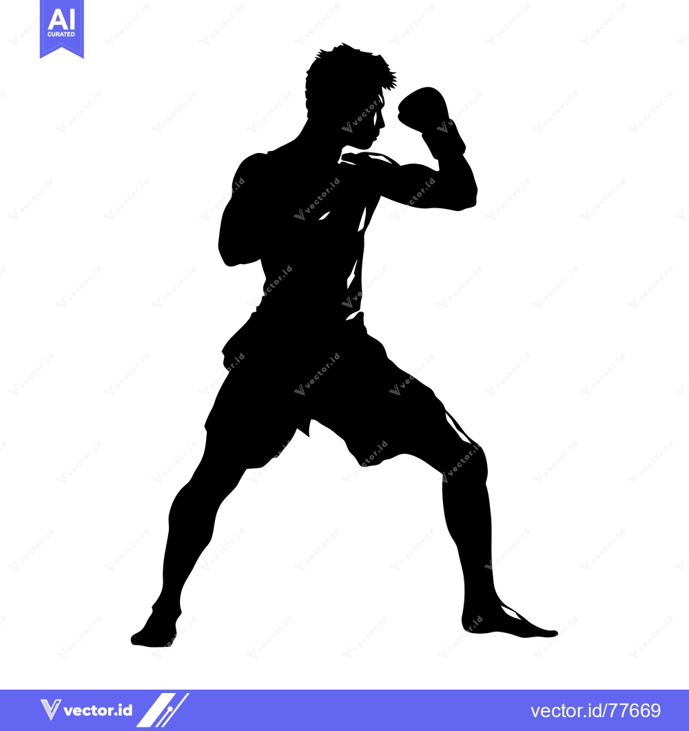 Premium Vector dari Silhouette of a Male Boxer in a Fighting Stance