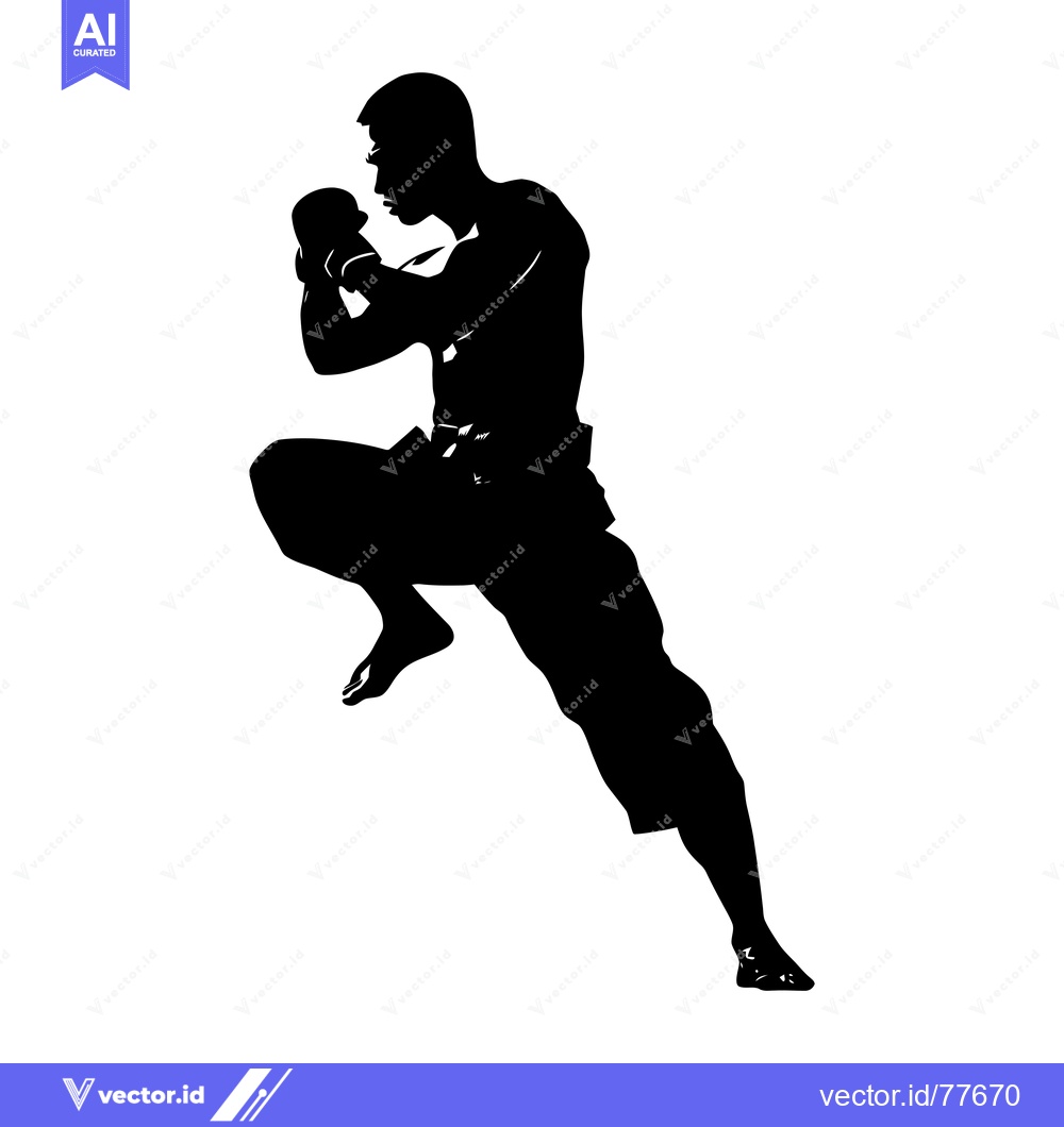 Premium Vector dari Silhouette of a Male Boxer in a Fighting Stance