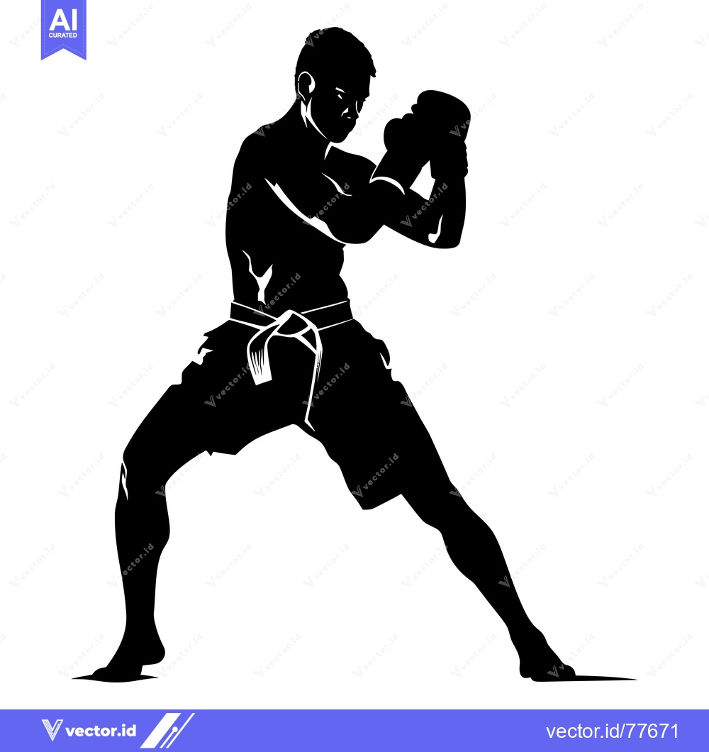 Premium Vector of Silhouette of a Boxer in a Fighting Stance