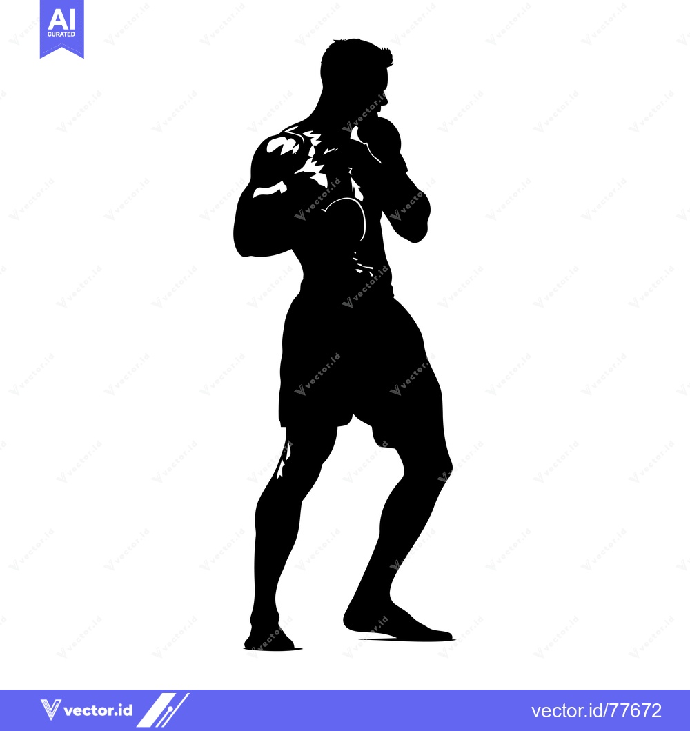 Premium Vector of Silhouette of a Boxer in Fighting Stance