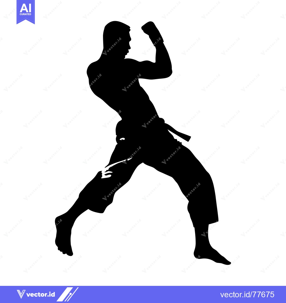 Premium Vector of Silhouette of a Man in a Fighting Stance