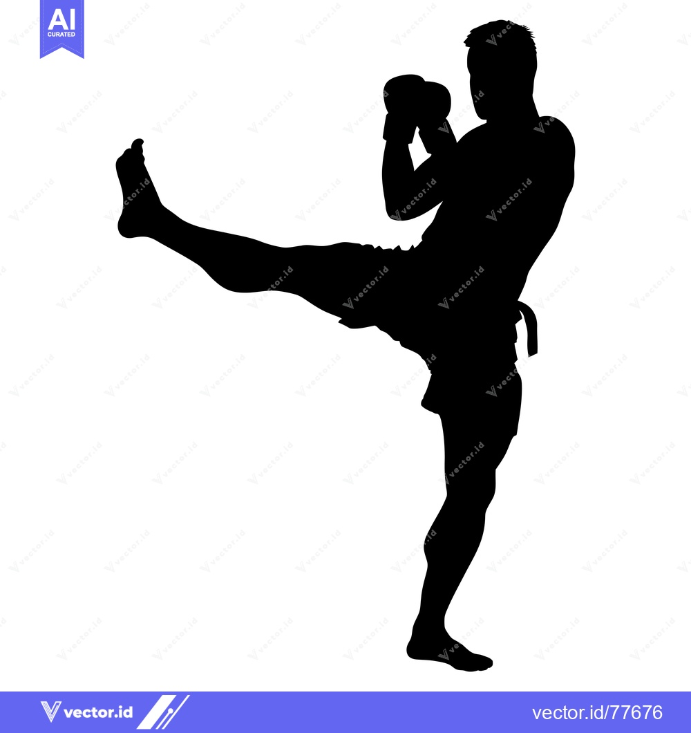 Premium Vector of Silhouette of a Boxer Throwing a Kick