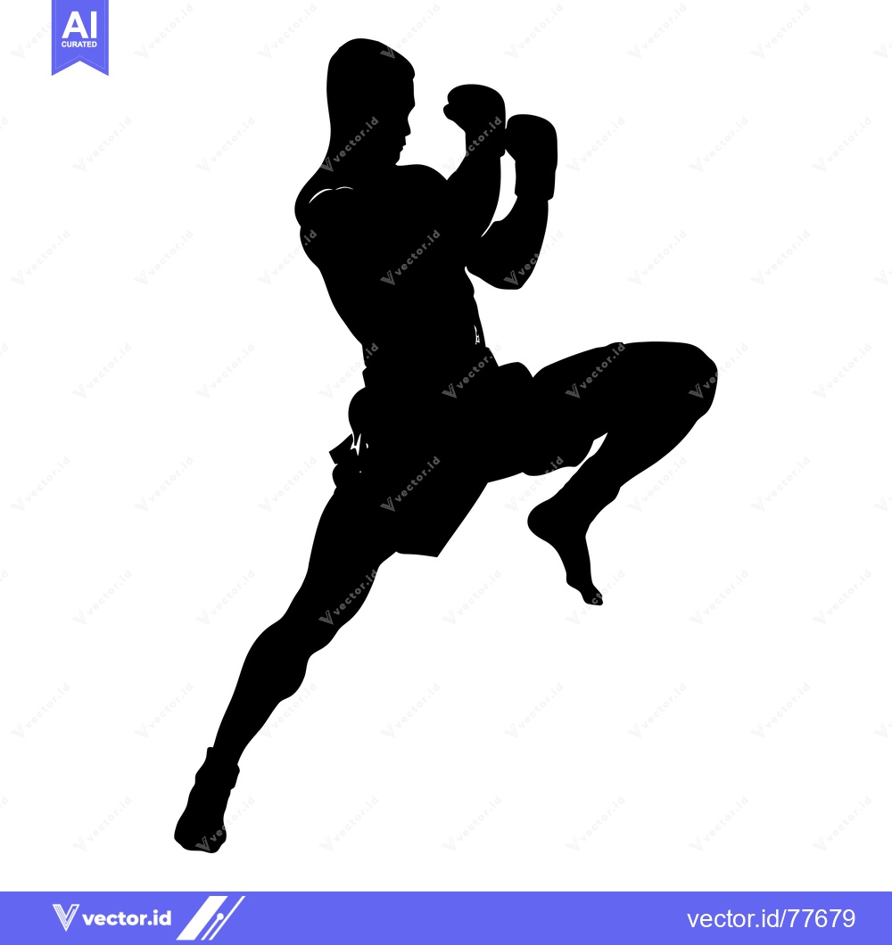 Premium Vector dari Silhouette of a Boxer Striking a Powerful Pose