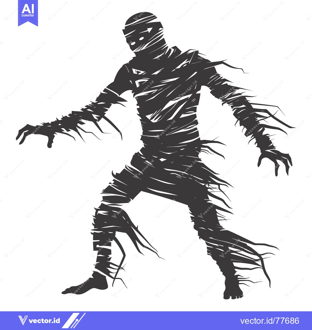 Premium Vector of Silhouette of a Mummy with Wrinkled Bandages