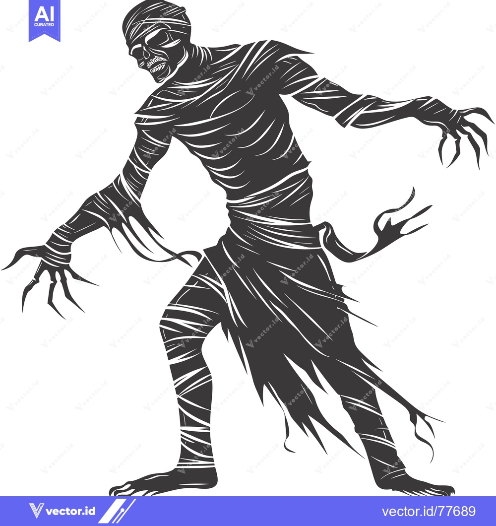 Premium Vector dari A Silhouetted Mummy with Claws Reaching Out