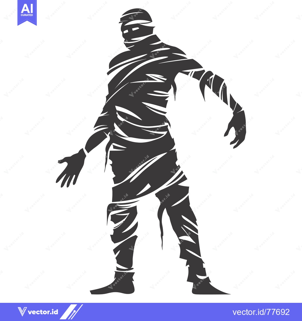Premium Vector dari Silhouette of a Mummy with Bandaged Body