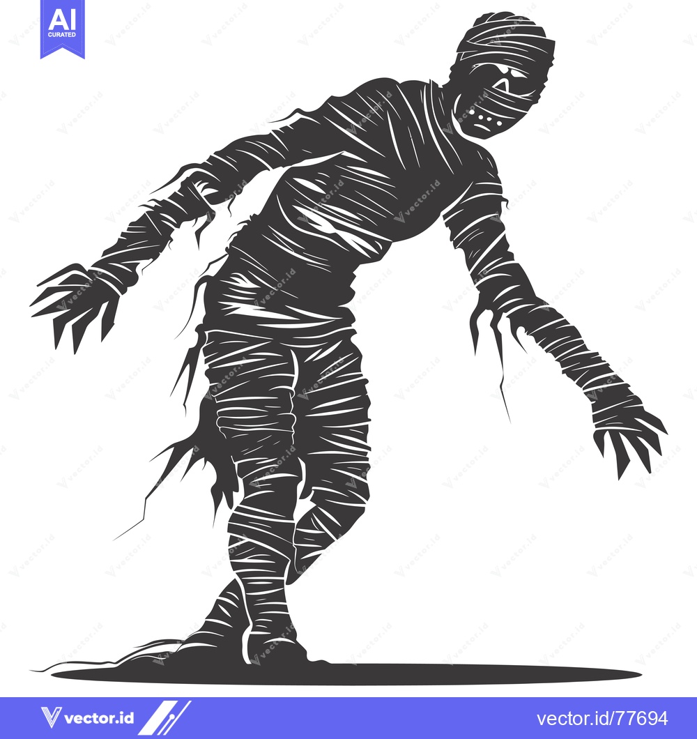 Premium Vector dari A Bandaged Mummy With A Face Covering, Reaching Out