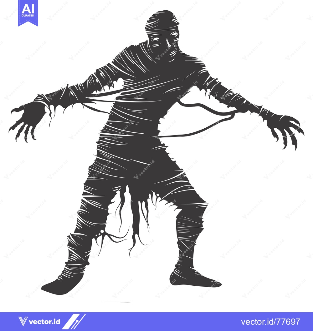 Premium Vector dari Silhouette of a Mummy with Clawed Hands