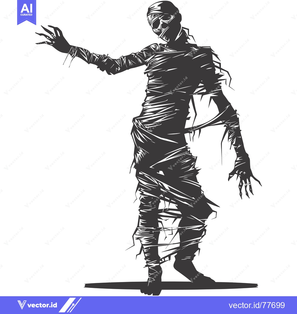 Premium Vector dari A Silhouette of a Mummy with One Arm Outstretched