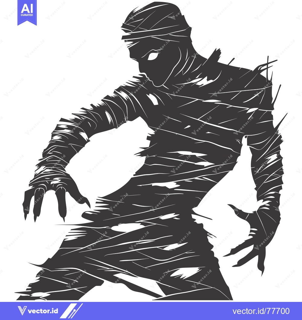 Premium Vector dari Silhouette of a Mummy with Claws Reaching Out