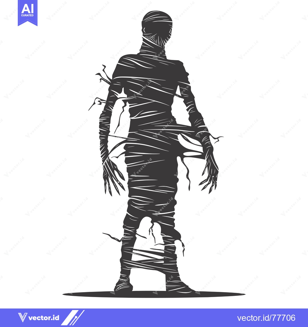 Premium Vector dari Silhouette of a Mummy Wrapped in Bandages