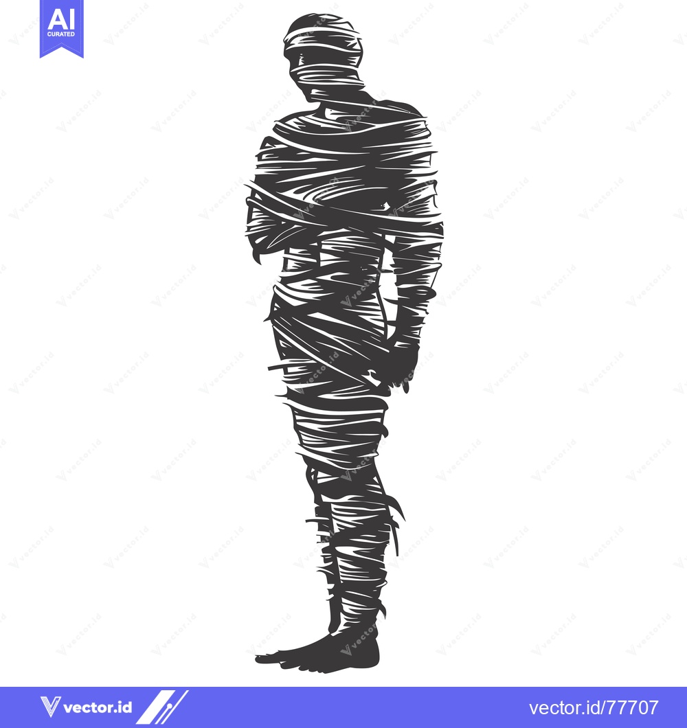 Premium Vector of A Silhouetted Mummy Figure Wrapped in Bandages