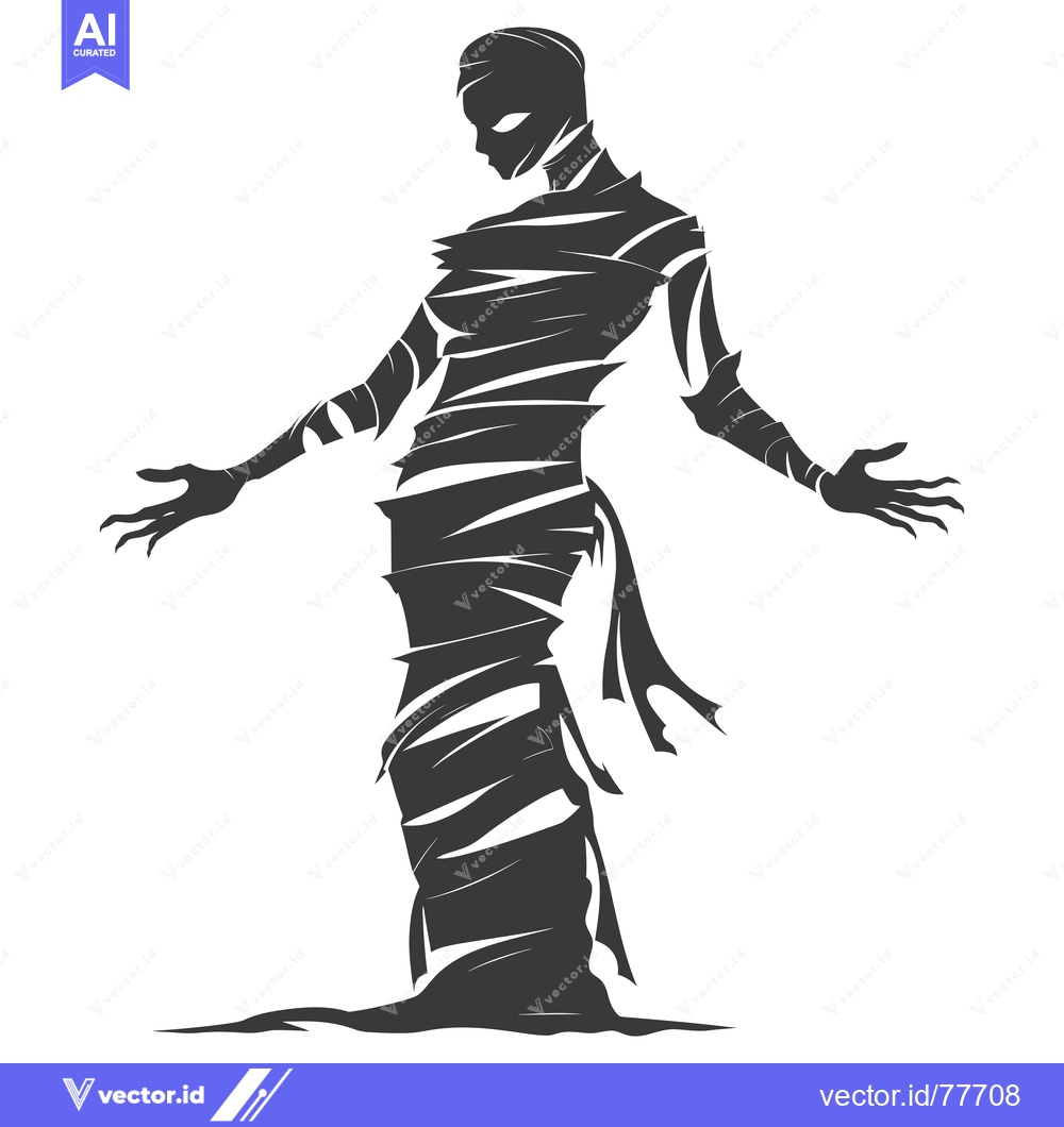 Premium Vector dari A stylized silhouette of a mummy with outstretched arms