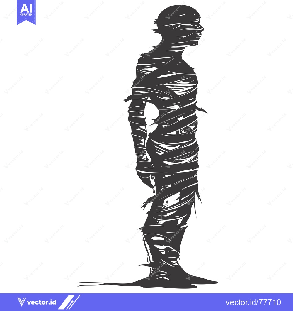 Premium Vector of Silhouette of a Mummy Figure Wrapped in Bandages