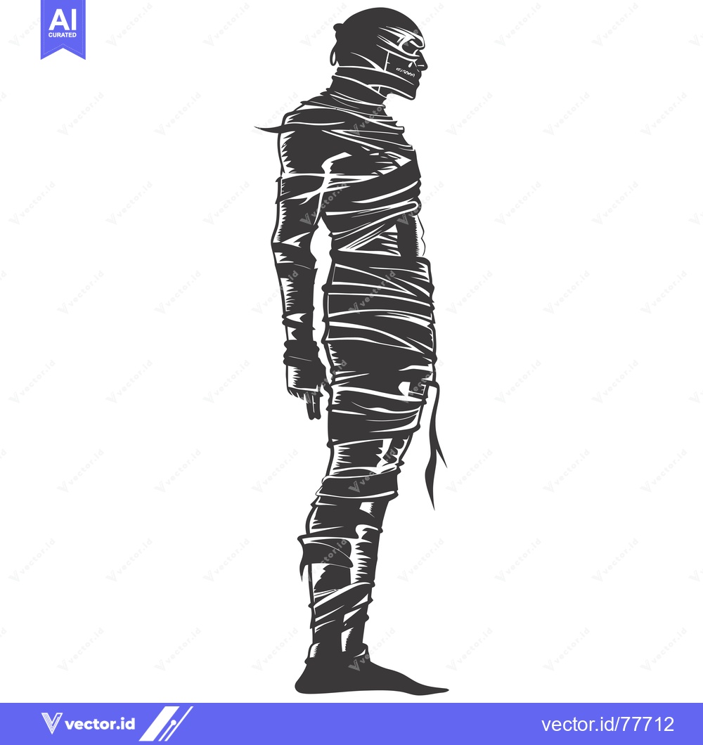 Premium Vector of A Silhouetted Mummy Figure Wrapped in Bandages