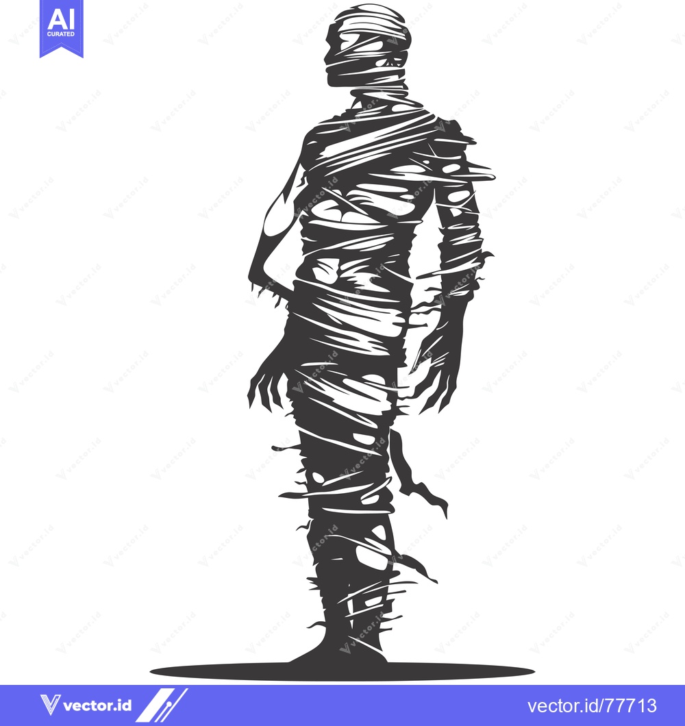 Premium Vector of A Silhouetted Mummy Standing on a Dark Ground