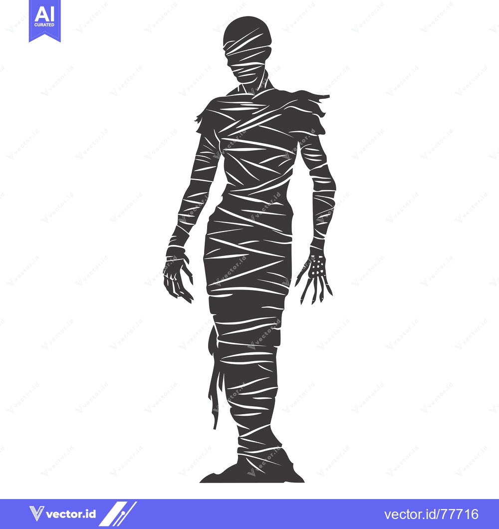Premium Vector dari Silhouette of a Mummy Wrapped in Bandages
