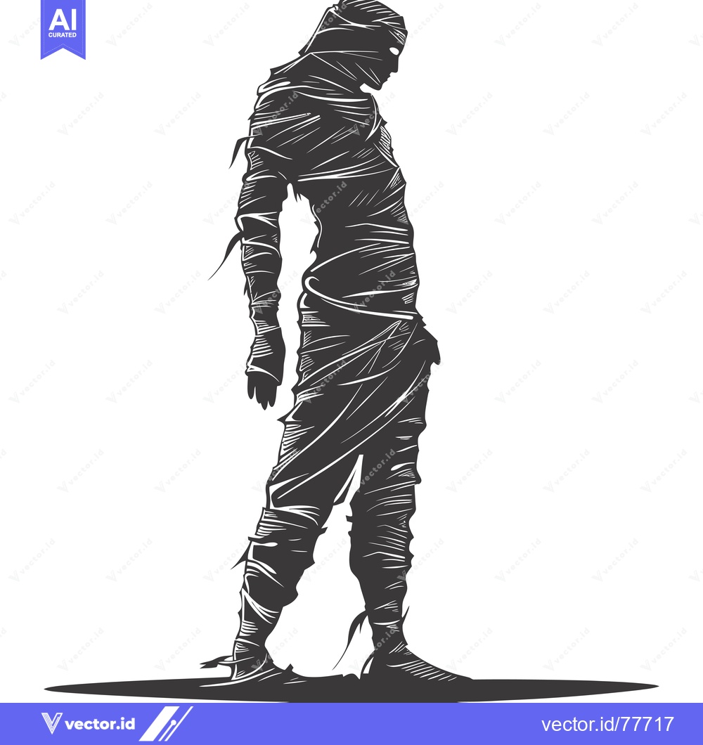 Premium Vector dari Silhouette of a Mummy Standing with Arms Folded