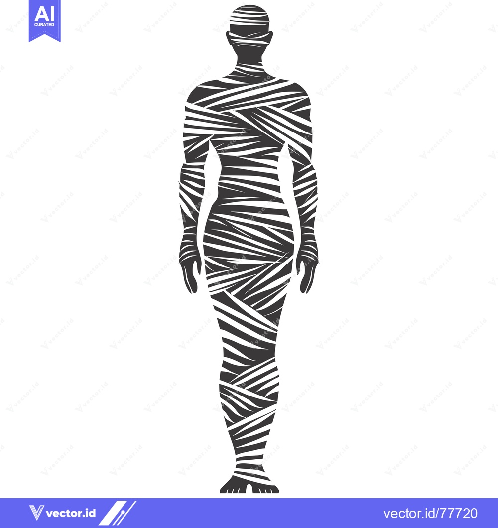 Premium Vector of Silhouette of a Human Figure Wrapped in Bandages