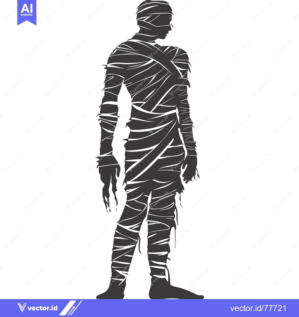Premium Vector of Silhouette of a Mummy Figure Wrapped in Bandages