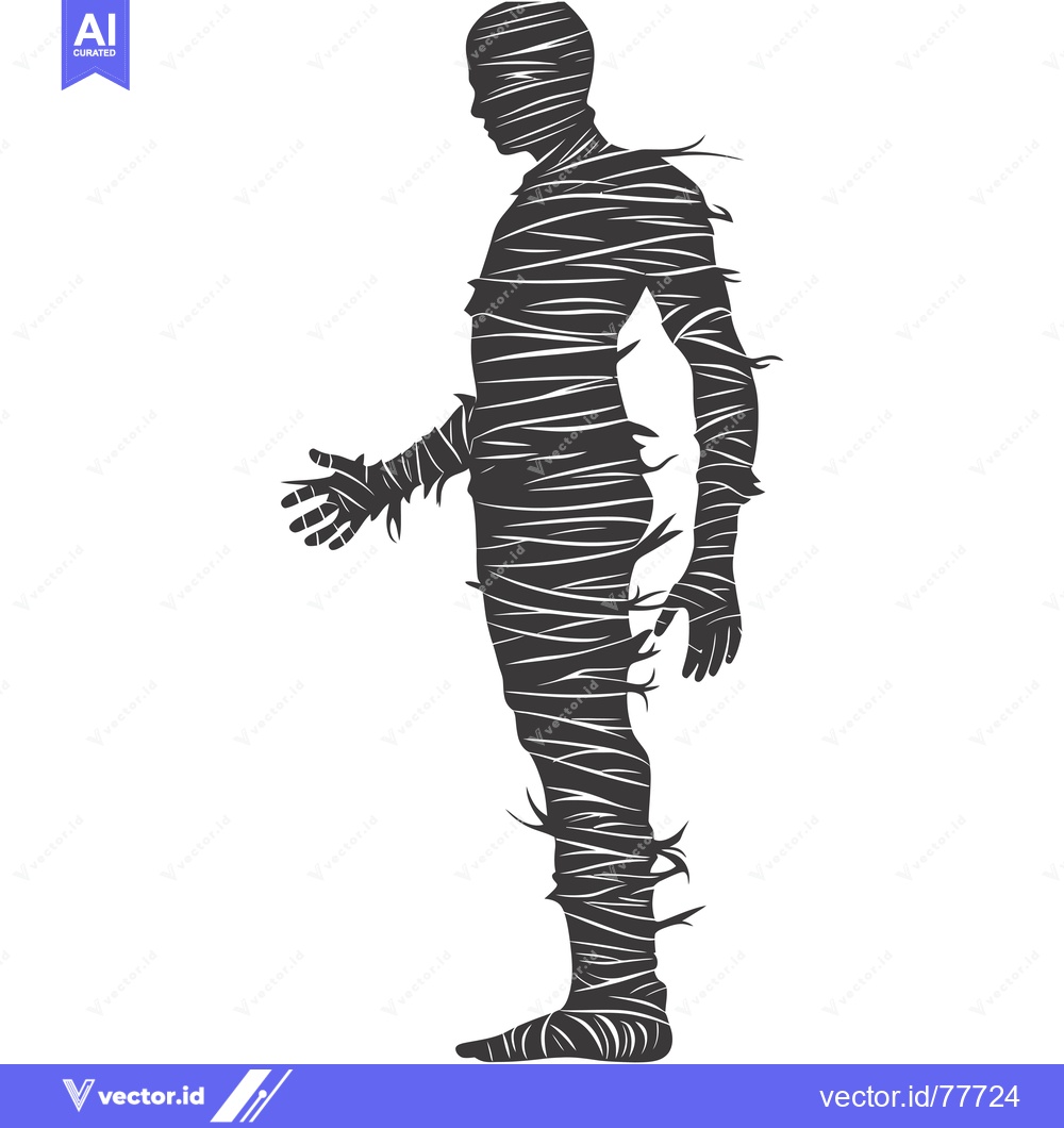Premium Vector of Silhouette of a Mummy Figure with Detailed Bandages
