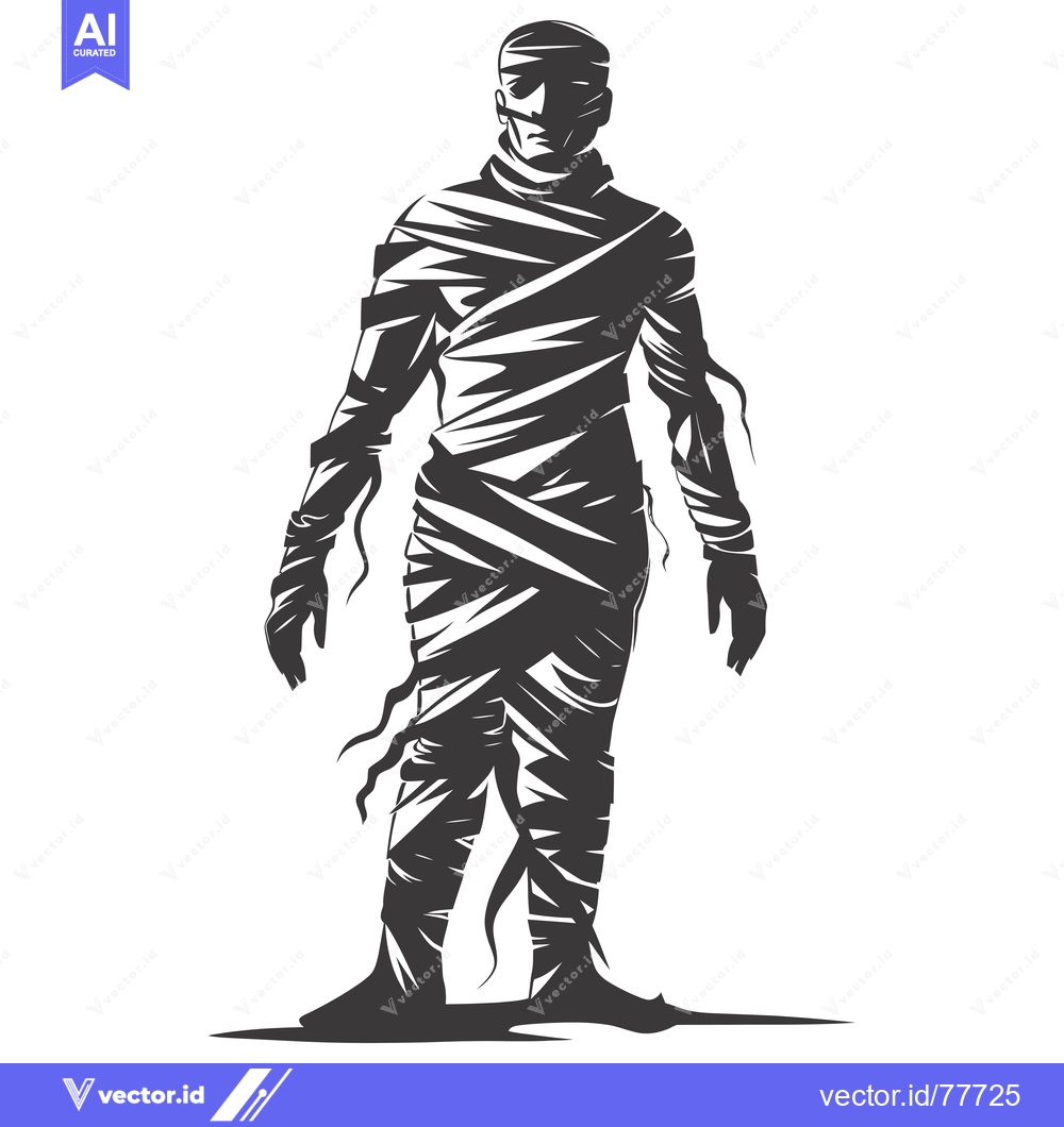 Premium Vector dari A Silhouetted Mummy Standing with Hands at Its Sides