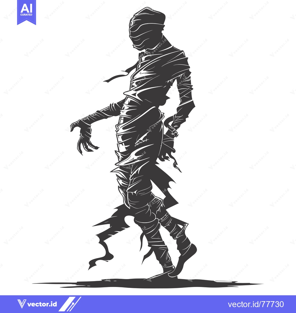 Premium Vector of Silhouette of a Mummy Walking on a White Background
