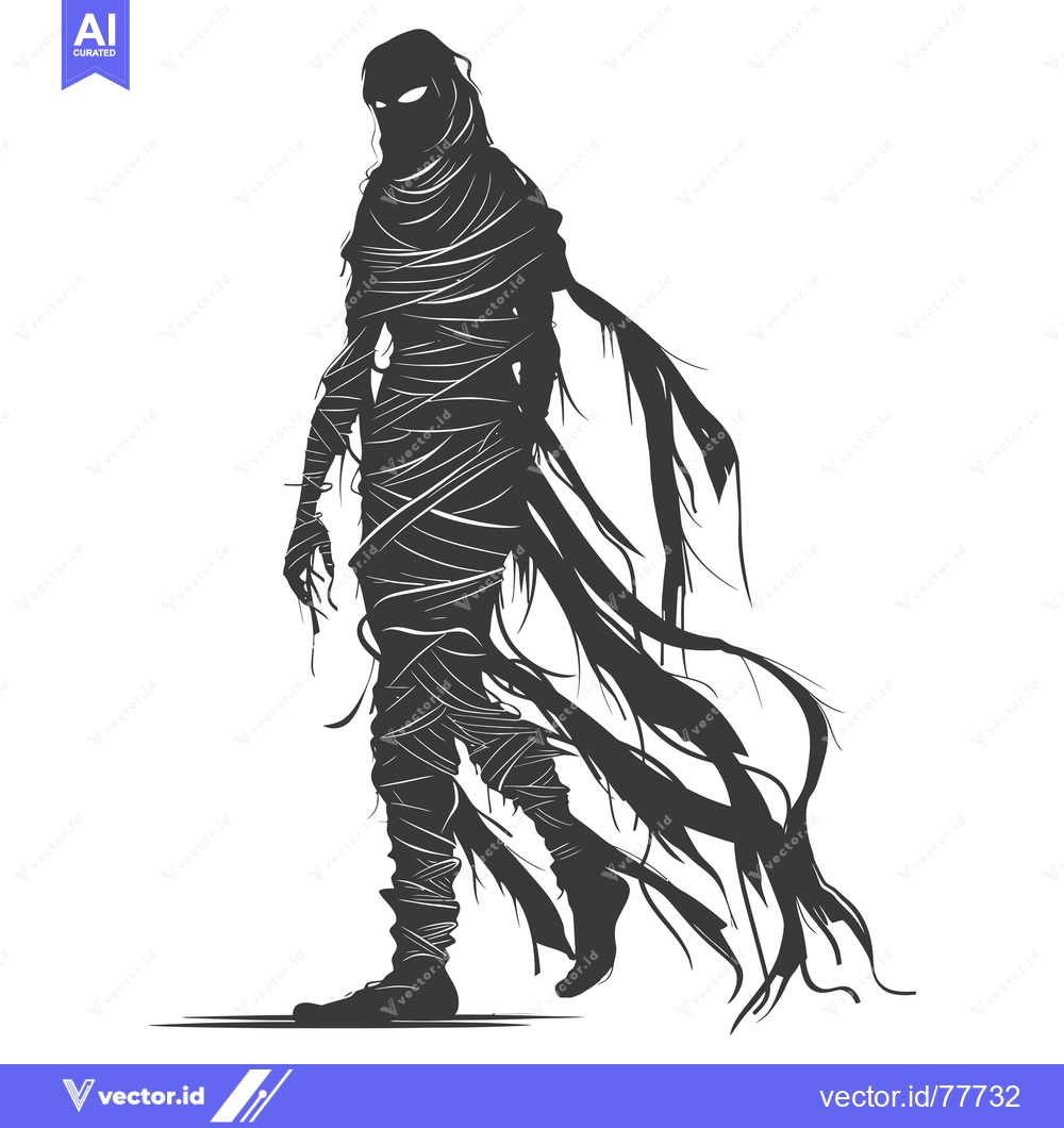 Premium Vector of Silhouette of a Mummy with Flowing Bandages