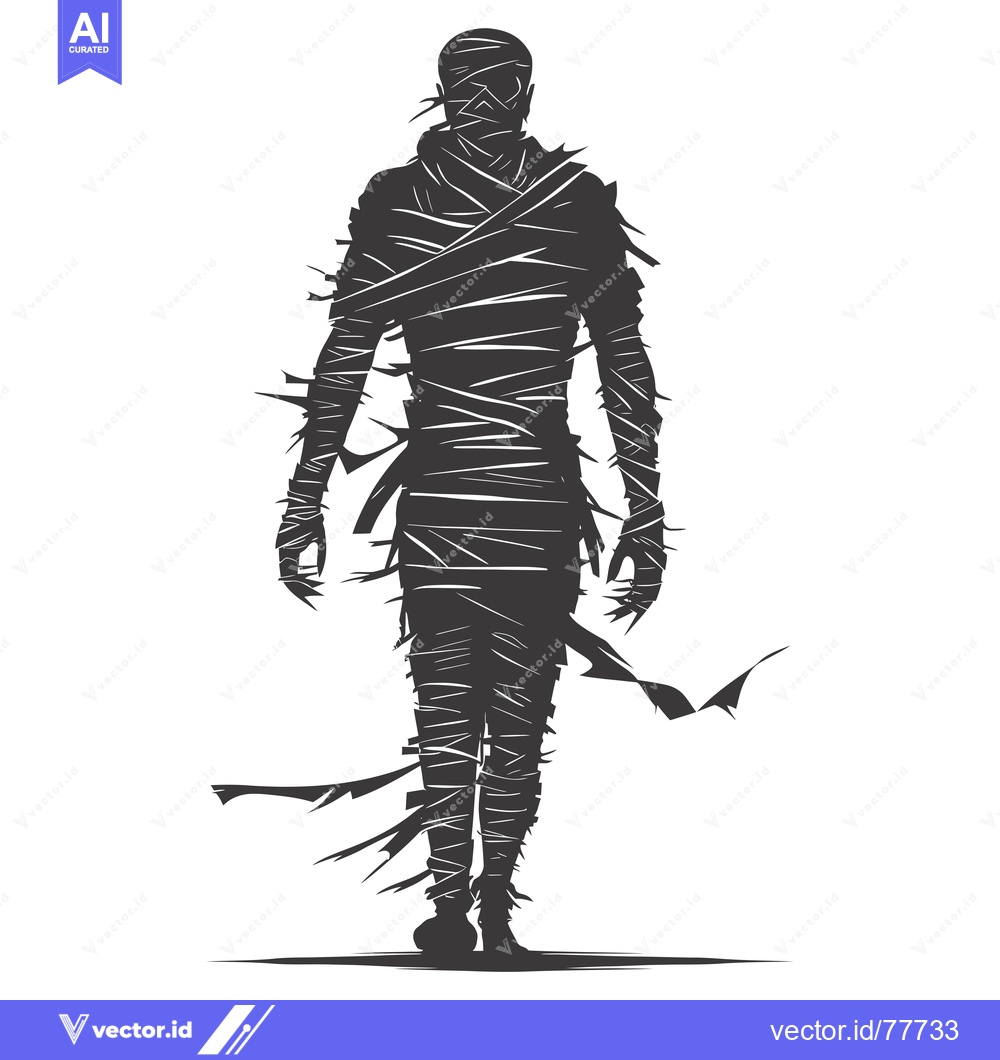 Premium Vector dari Silhouette of a Mummy with Bandaged Body and Hands