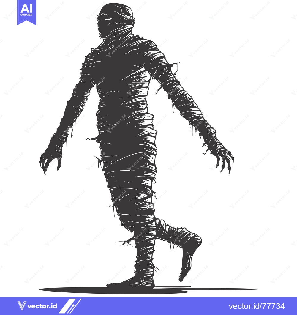 Premium Vector of Walking Mummy Silhouette with Bandaged Body