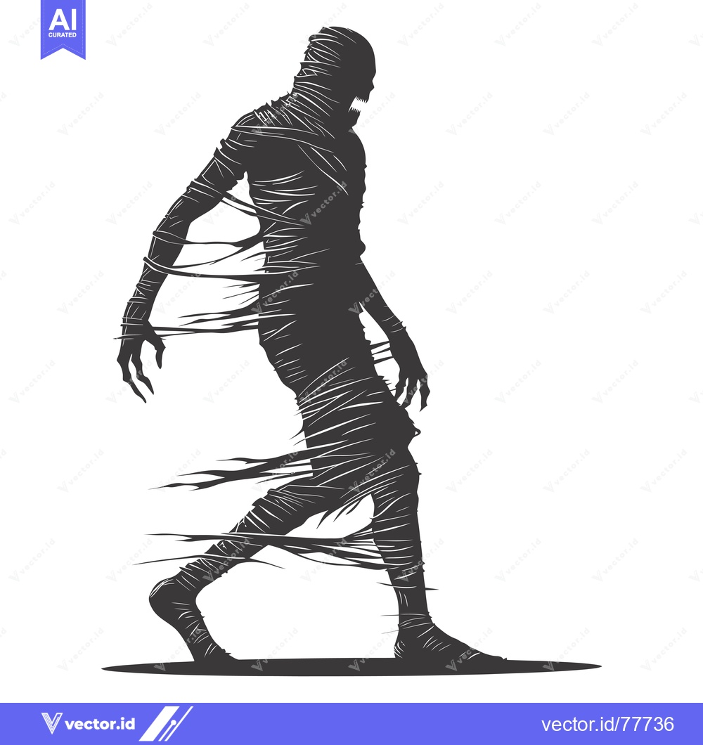 Premium Vector of Silhouette of a Mummy Walking with a Ferocious Expression