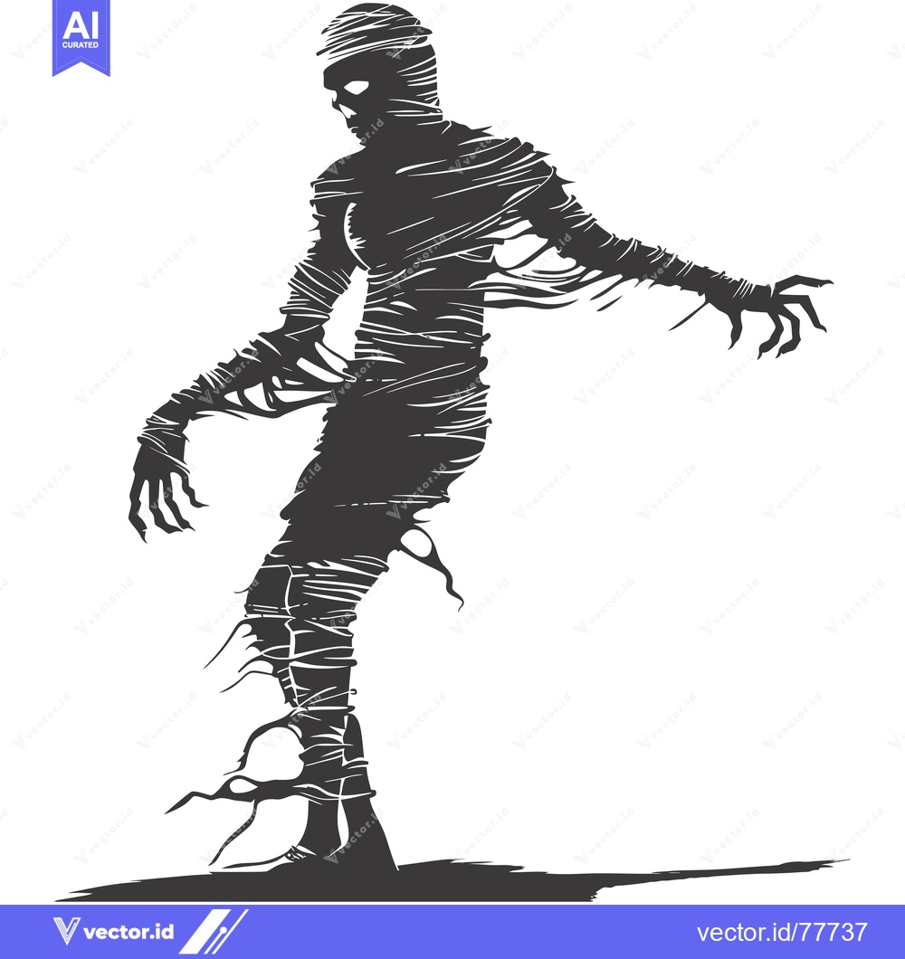 Premium Vector dari A Silhouette of a Mummy with Visible Bandages