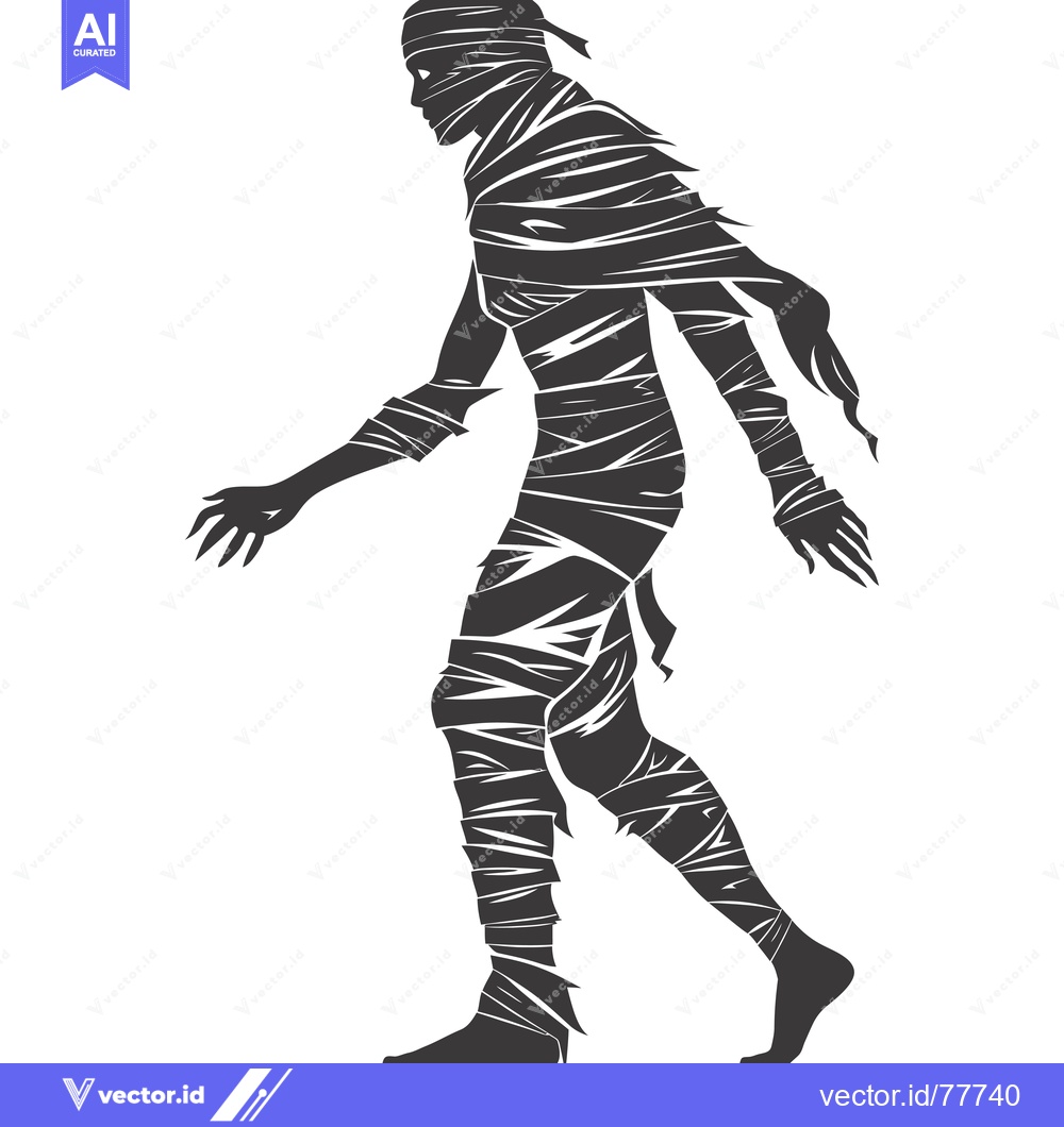 Premium Vector dari A walking mummy silhouette with bandages