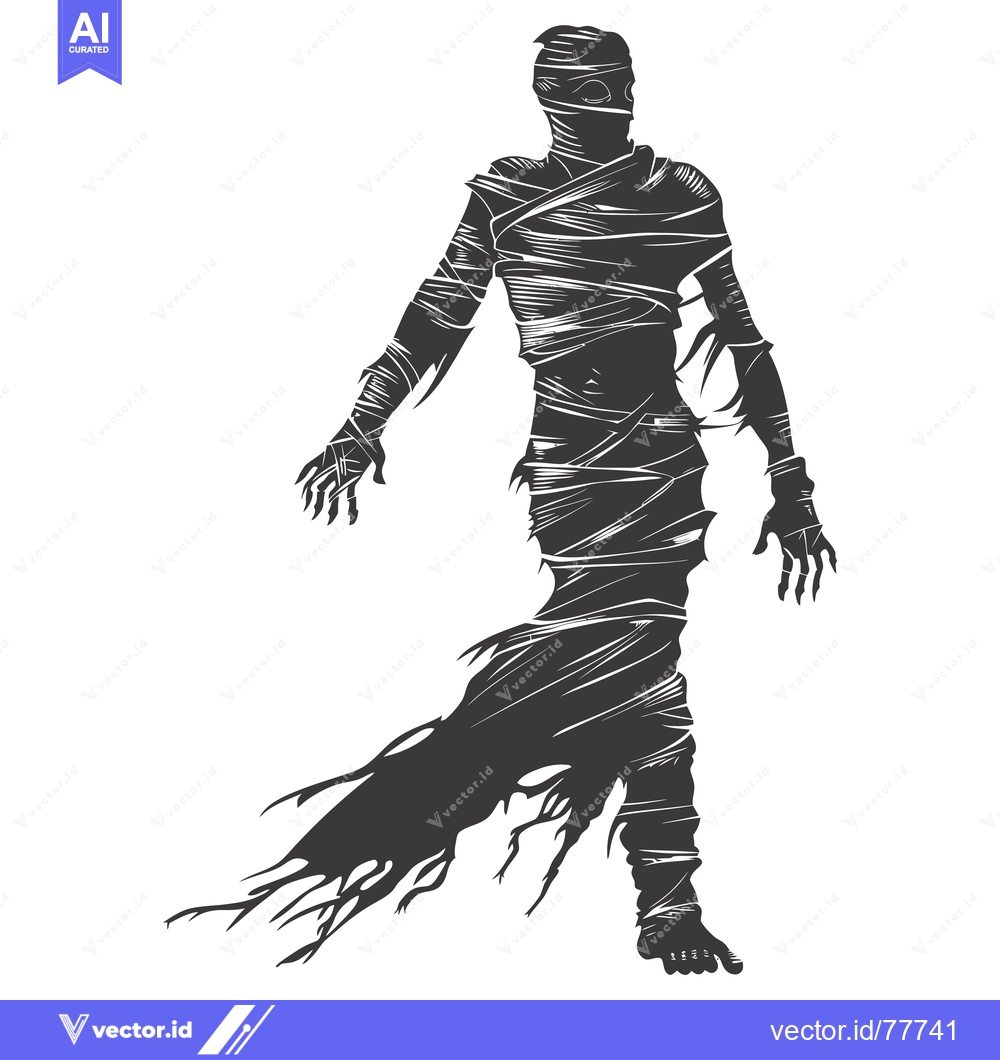 Premium Vector dari Silhouette of a Mummy with Ripped Bandages