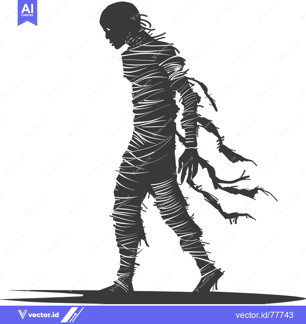 Premium Vector of A Silhouette of a Walking Mummy