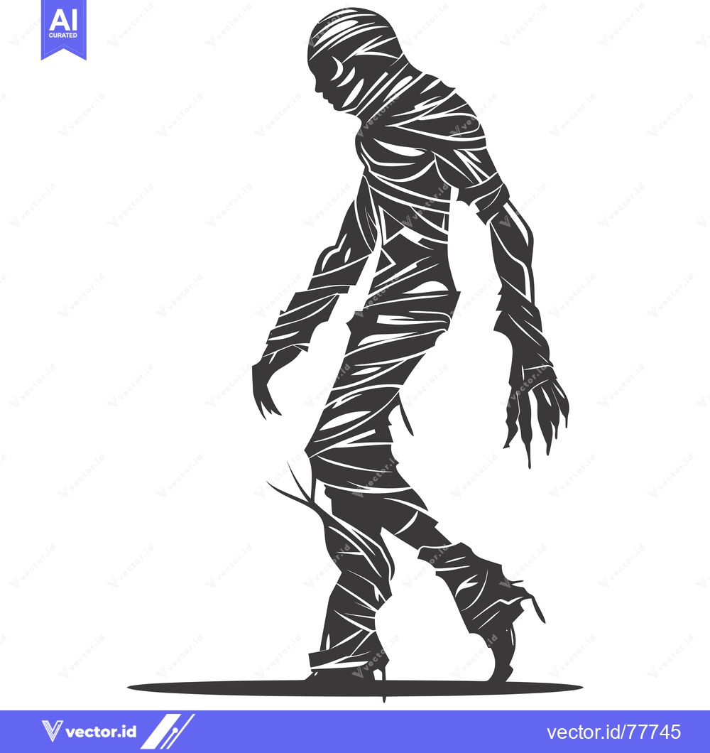 Premium Vector of Silhouette of a Walking Mummy with Bandages