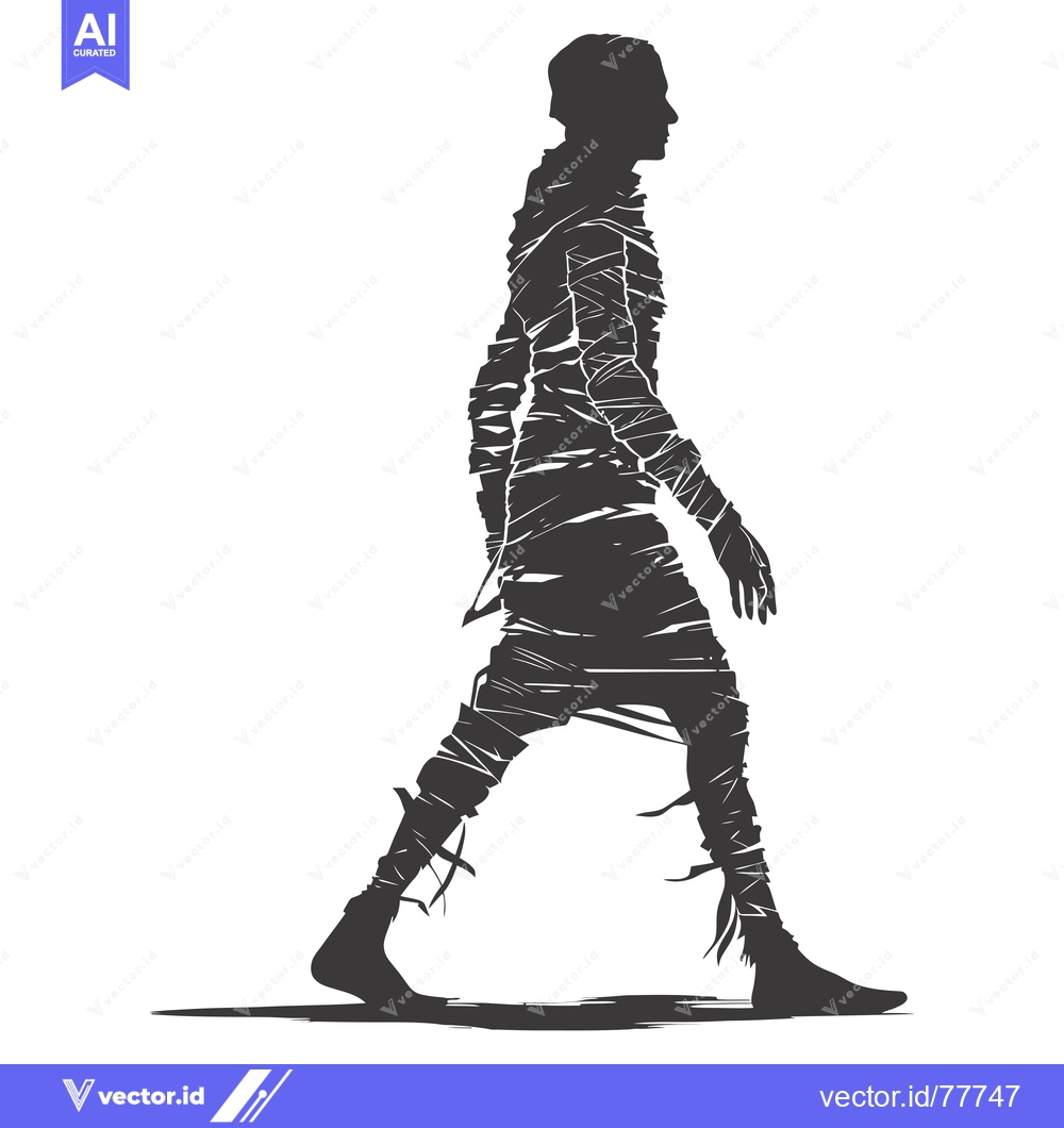 Premium Vector of Silhouette of a Mummy Walking in Profile