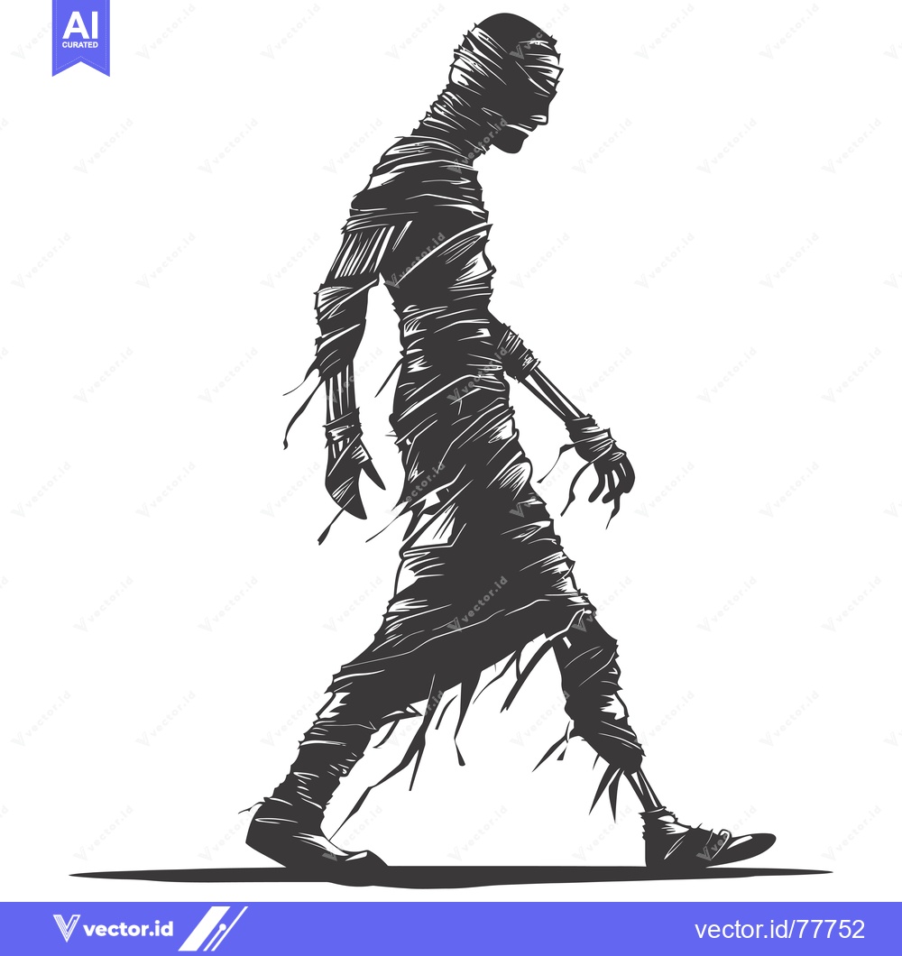 Premium Vector dari Silhouette of a Walking Mummy Figure