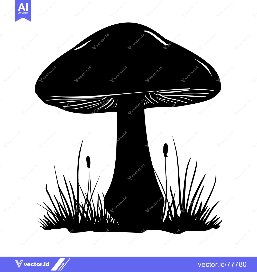 Premium Vector dari Silhouette of a Mushroom in Grass