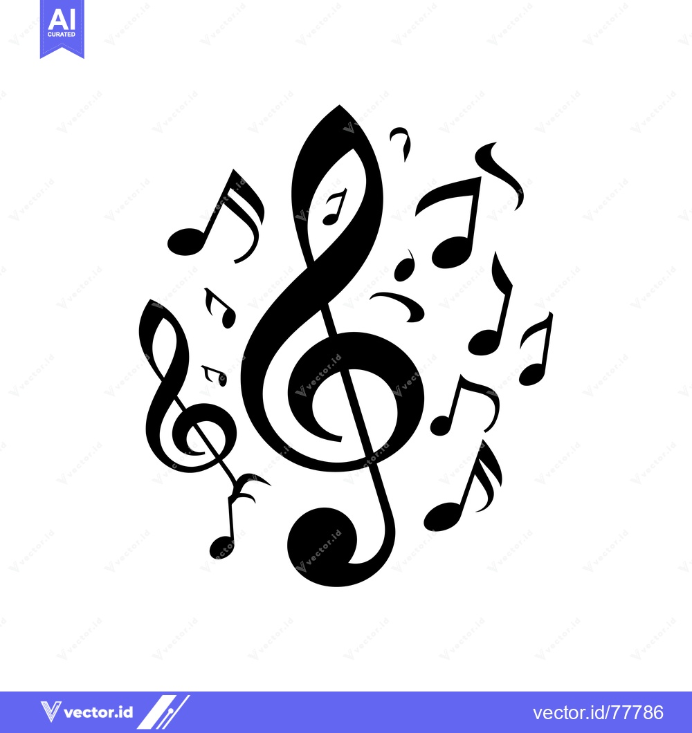 Premium Vector dari Treble Clef Surrounded by Music Notes