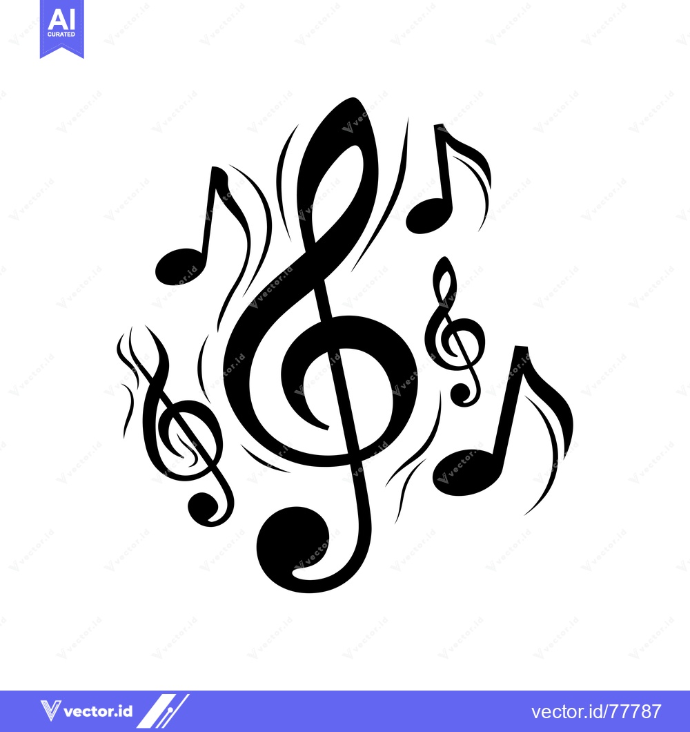 Premium Vector dari Treble Clef Surrounded by Music Notes and Swirls